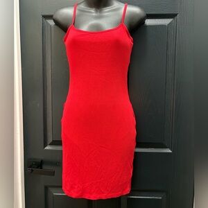 Popilush Red Spaghetti Strap Bodycon Dress